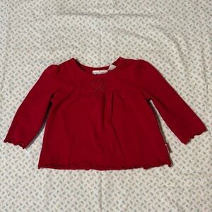 Y2K red long sleeve heart embroidered shirt